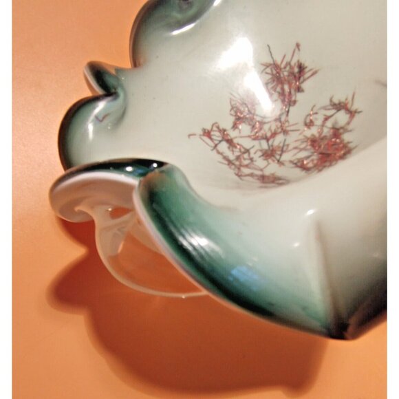 Vintage  Murano  Art Glass Bowl 7" x 7" Green, White, Clear - Picture 11 of 15